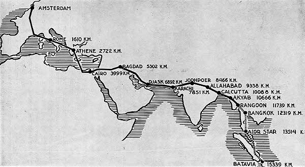 Pelikaan route Amsterdam-Batavia